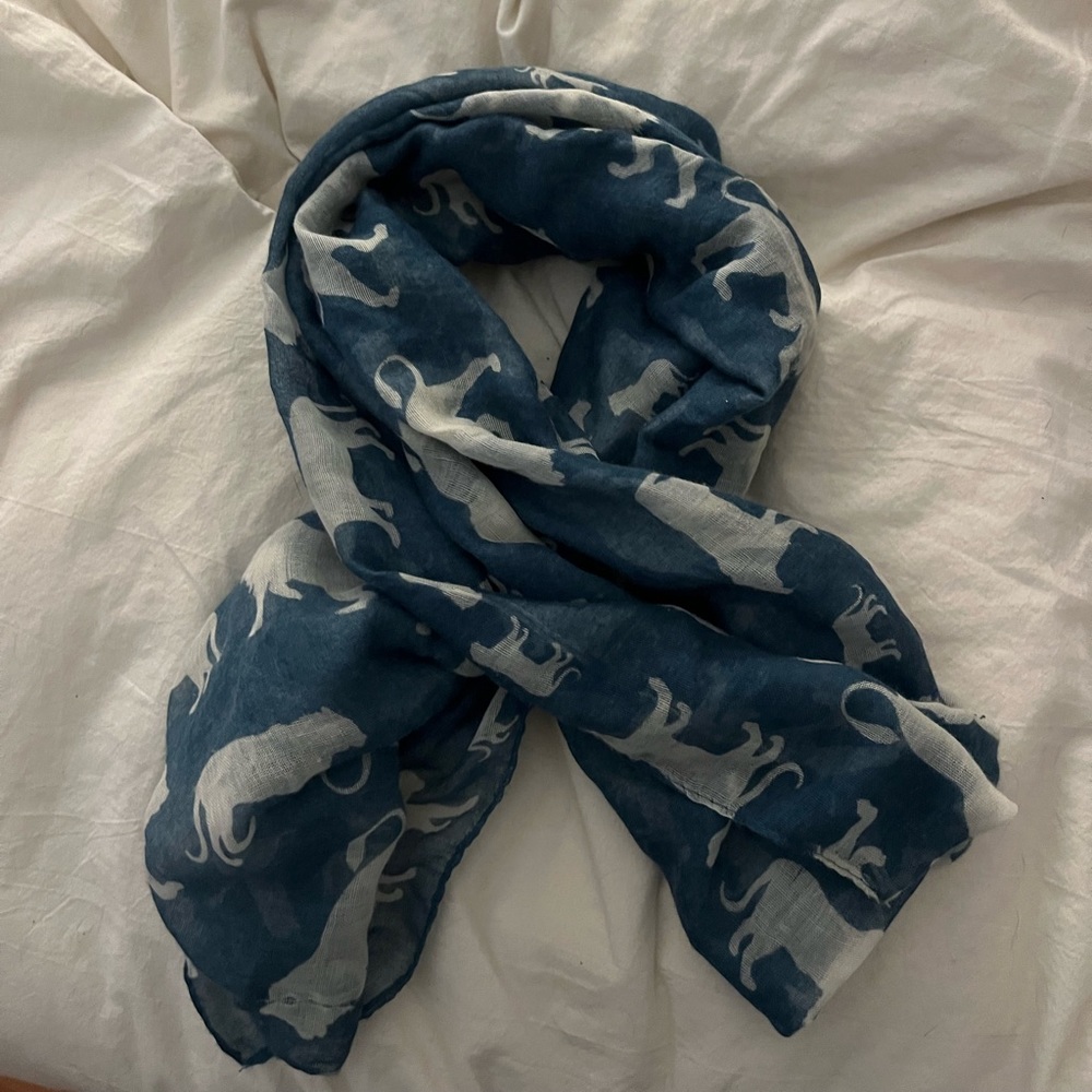 South African blue and white animal print scarf